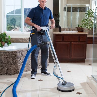 Complimentary demonstration of tile and grout cleaning services